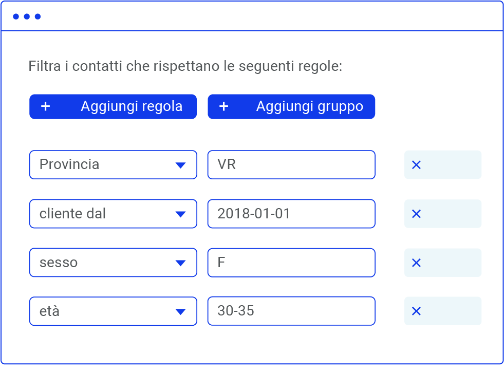 Segmentazione avanzata campi personalizzati